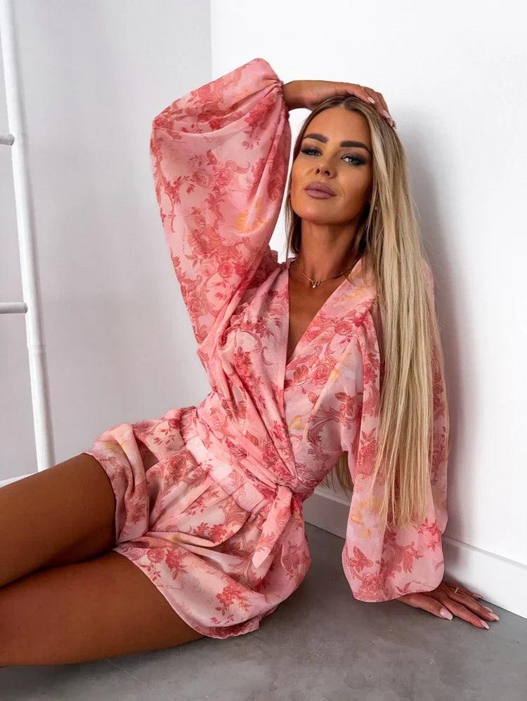 Boho Lace Playsuit – Women’s Deep V Neck Romper for Summer