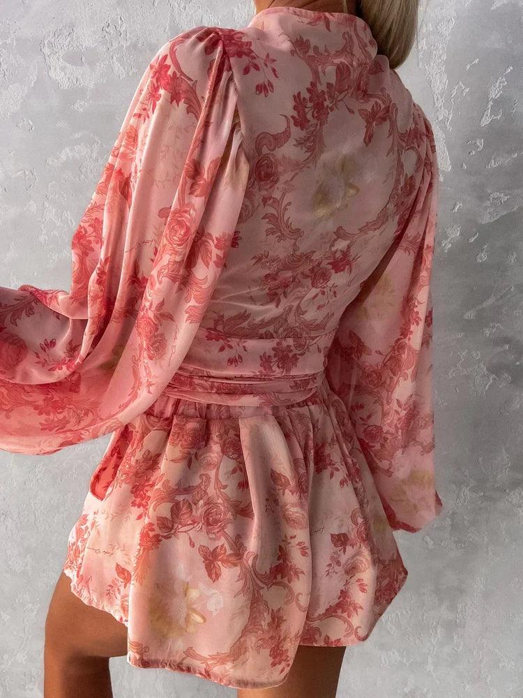Boho Lace Playsuit – Women’s Deep V Neck Romper for Summer