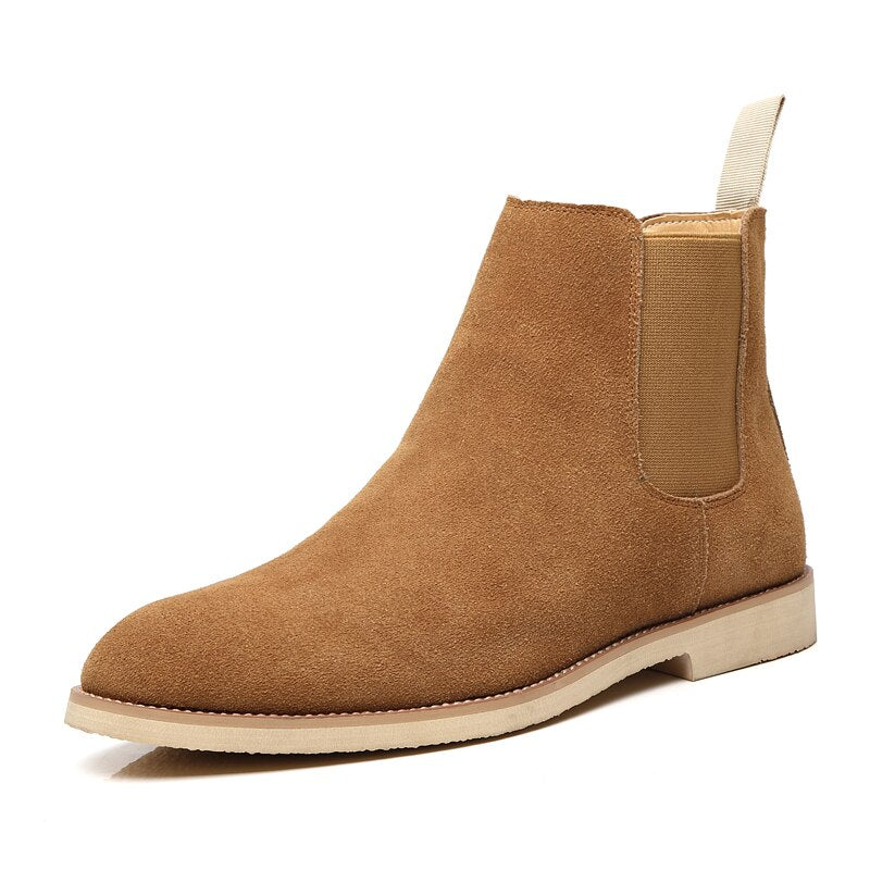 Classic Cow Suede Chelsea Boots – Men’s British Ankle Style