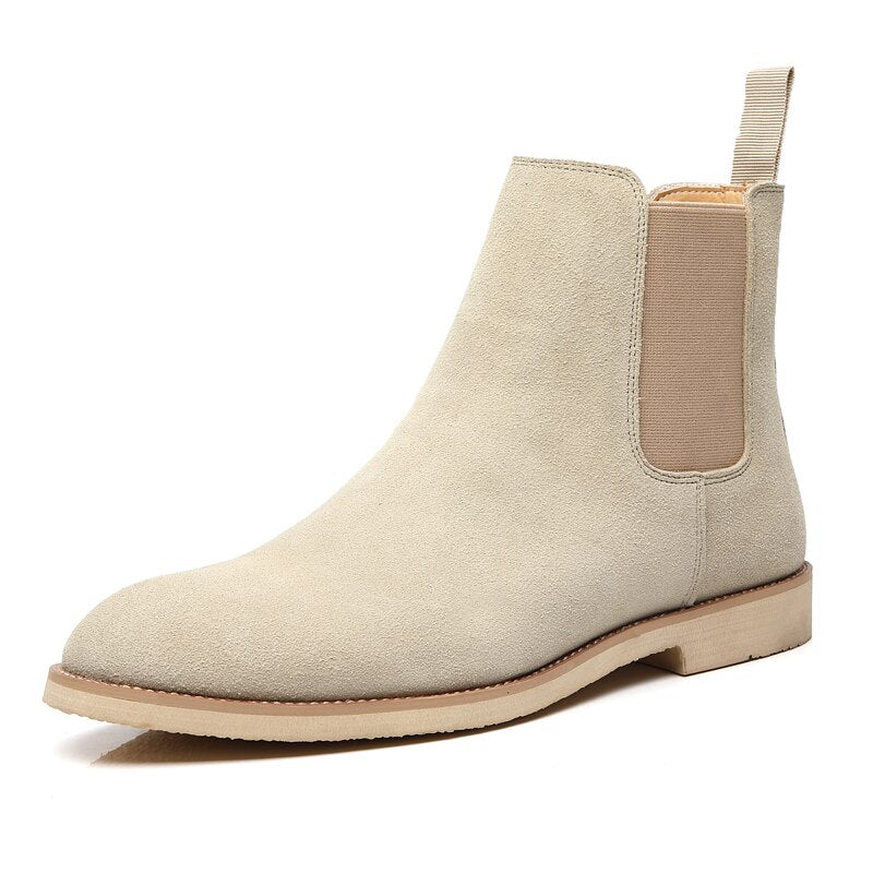 Classic Cow Suede Chelsea Boots – Men’s British Ankle Style