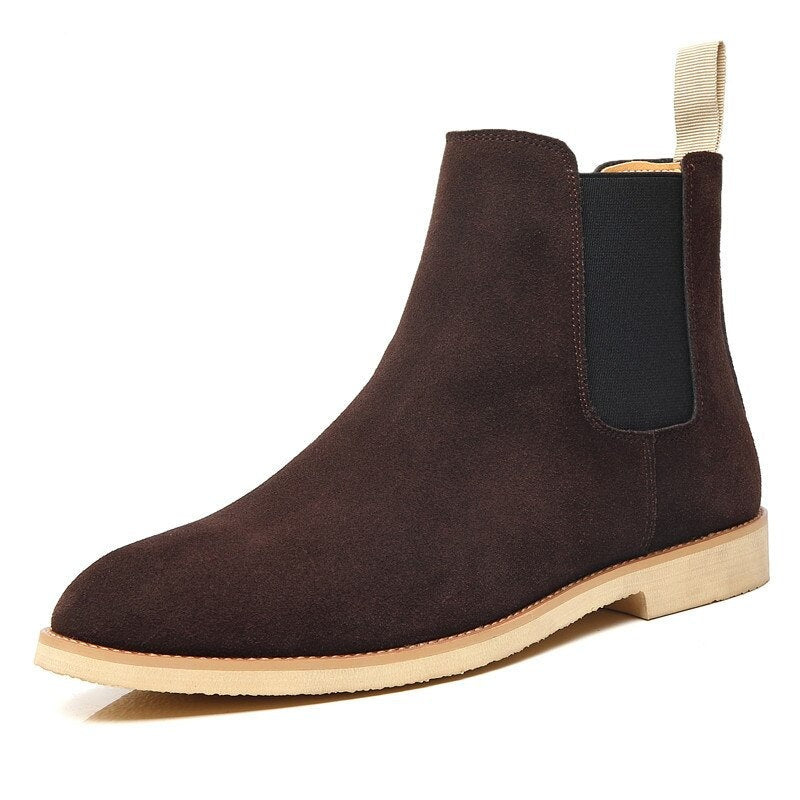 Classic Cow Suede Chelsea Boots – Men’s British Ankle Style