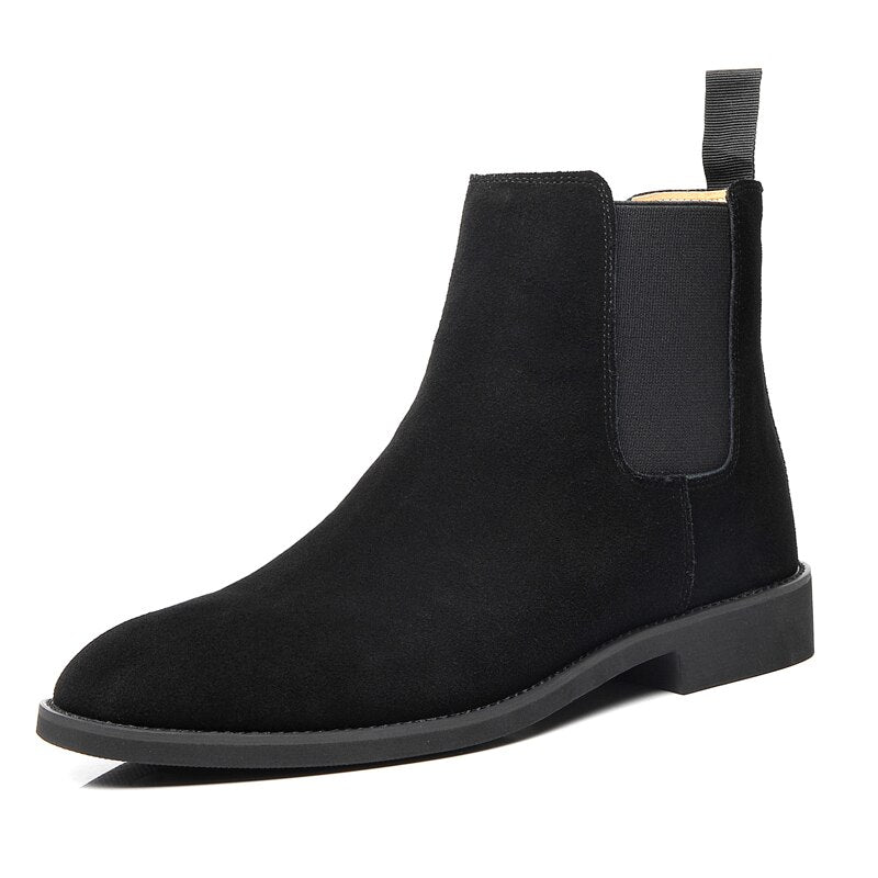 Classic Cow Suede Chelsea Boots – Men’s British Ankle Style