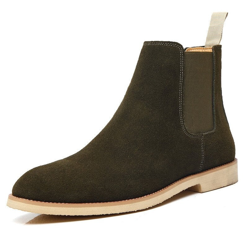 Classic Cow Suede Chelsea Boots – Men’s British Ankle Style