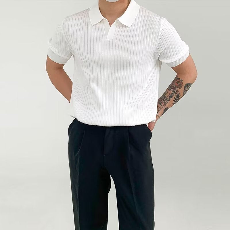 Men's Casual Striped Polo Shirt