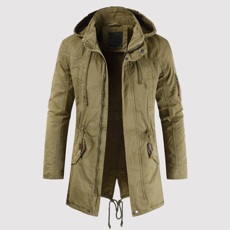 Men’s Military Hooded Parka – Tactical Mid Long Winter Coat for Outdoor Activities
