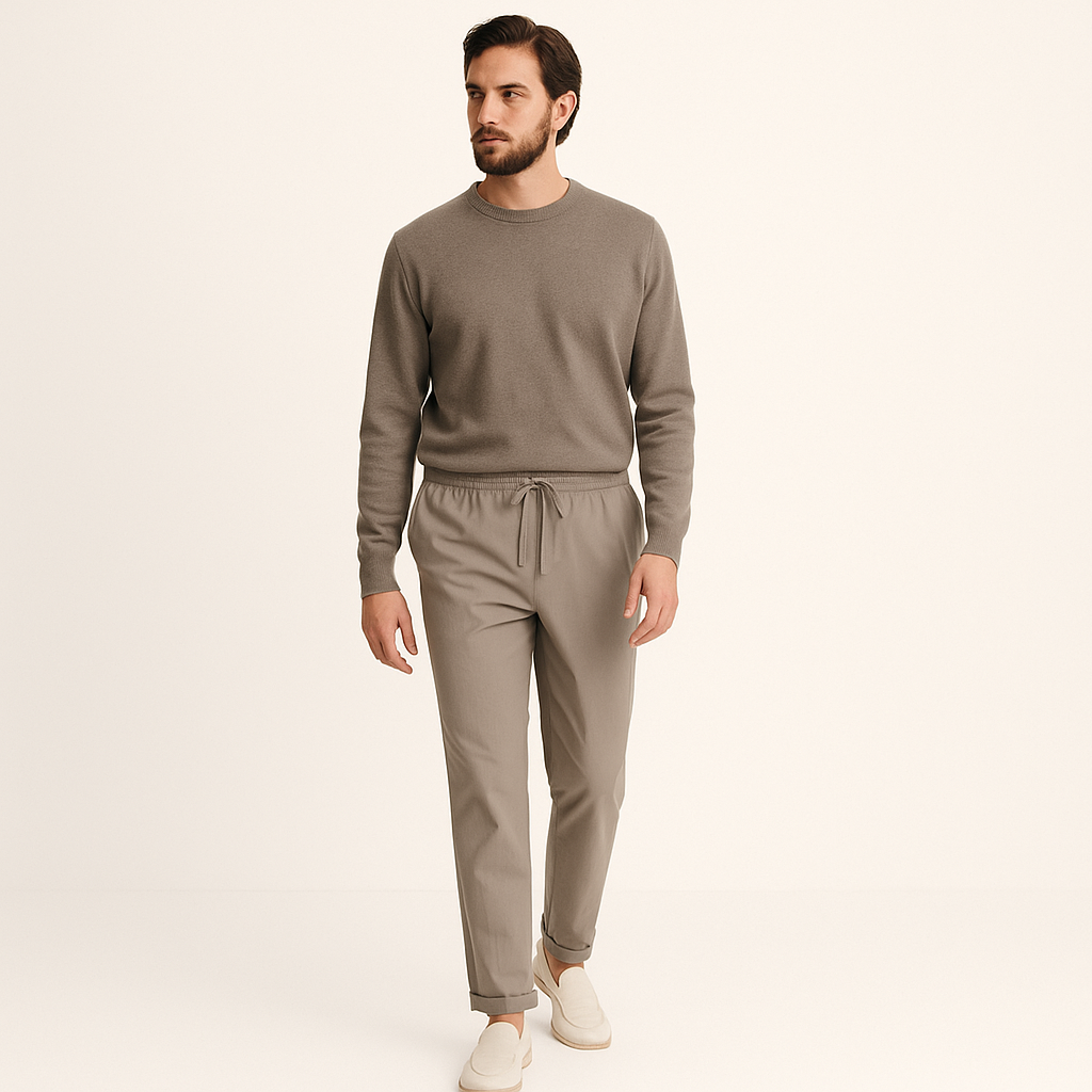 Men’s Regular Fit Cotton Blend Straight-Leg Trousers – Cole Clothing