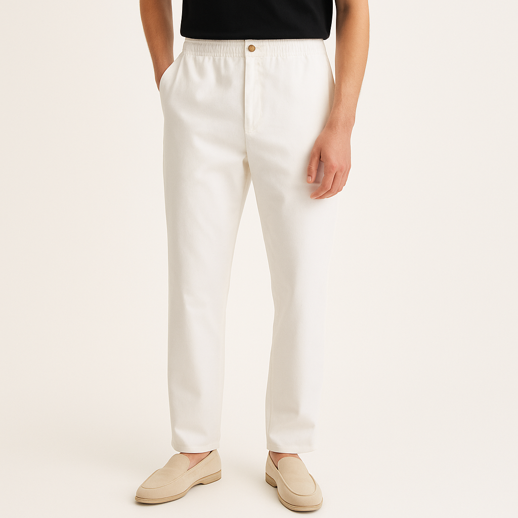 Men’s Regular Fit Trousers – Summer Pants-Cole Clothing-White-XS-Cole Clothing