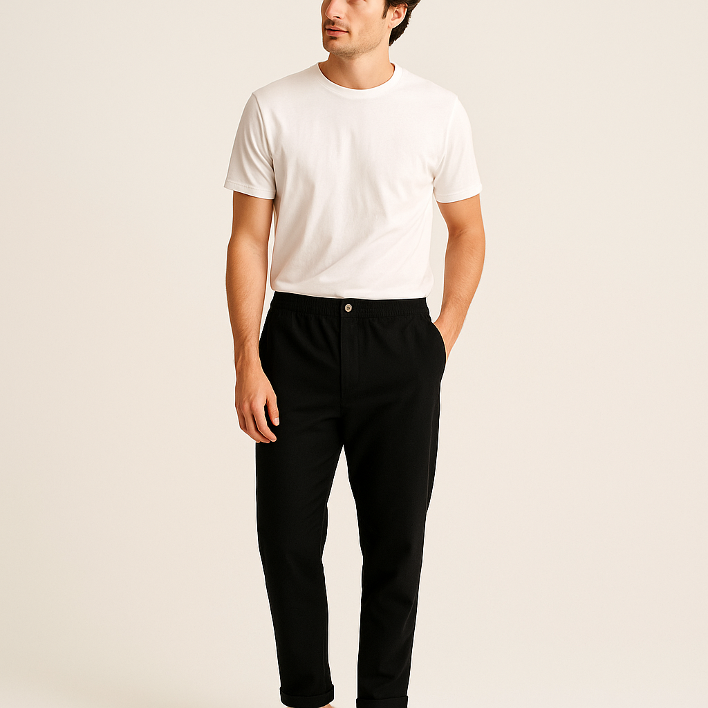 Men’s Regular Fit Trousers – Summer Pants-Cole Clothing-Black-XS-Cole Clothing
