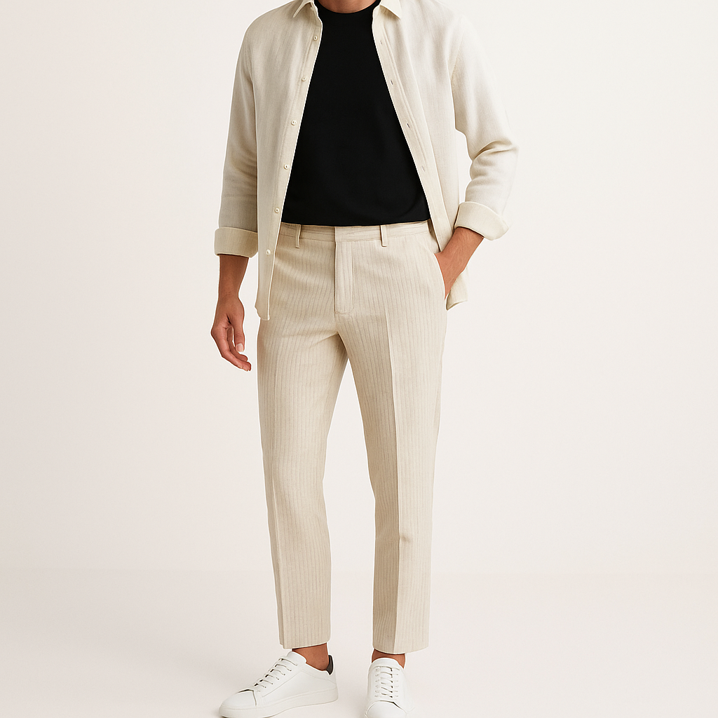 Men’s Slim Fit Cotton-Linen Blend Chino Trousers – Cole Clothing