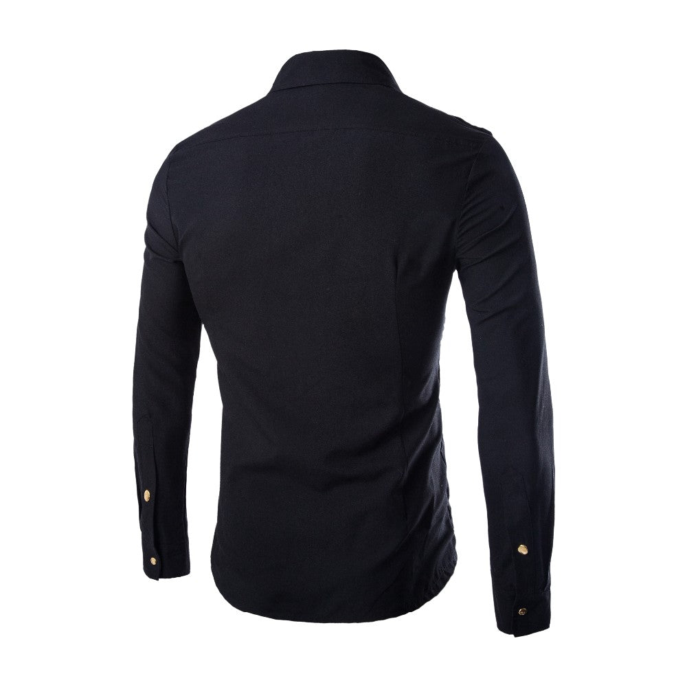 Men’s Casual Cotton Shirt with Zipper Pocket Detail
