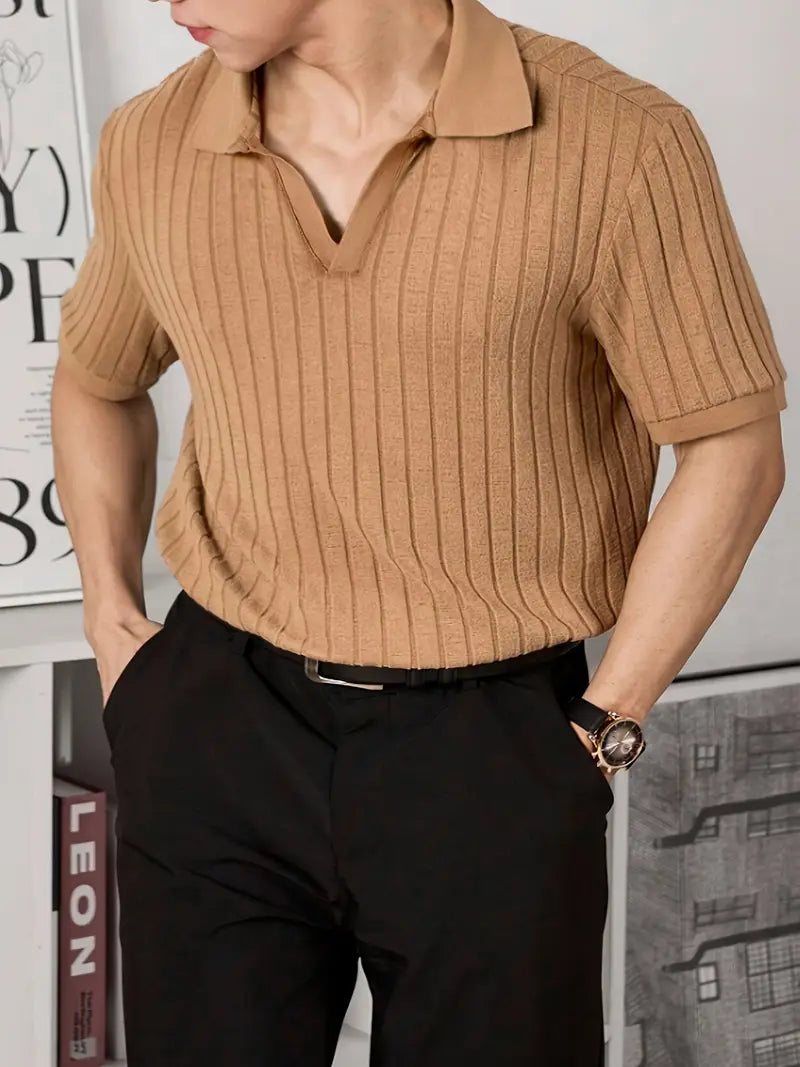 Men's Casual Polo T-Shirt-Men's T-shirt-Cole Clothing-Brown-S-Cole Clothing
