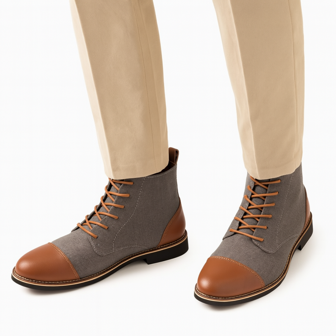 Men’s Casual Suede Lace-Up Ankle Boots – Camel Desert Style