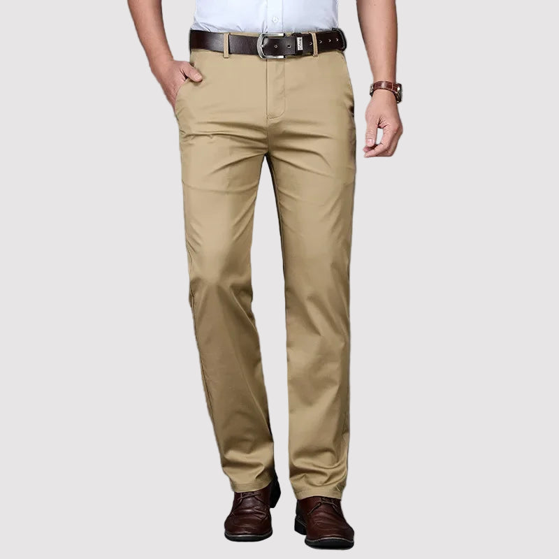 Men's Tailored Classic-Fit Trousers-Cole Clothing-Khaki-28-Cole Clothing