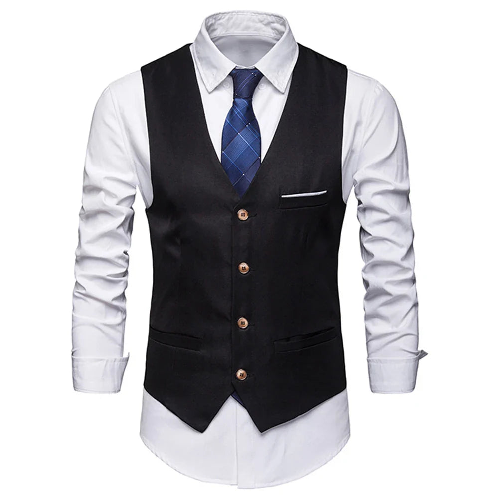 Men’s Cotton Waistcoat – Sleeveless Business Vest