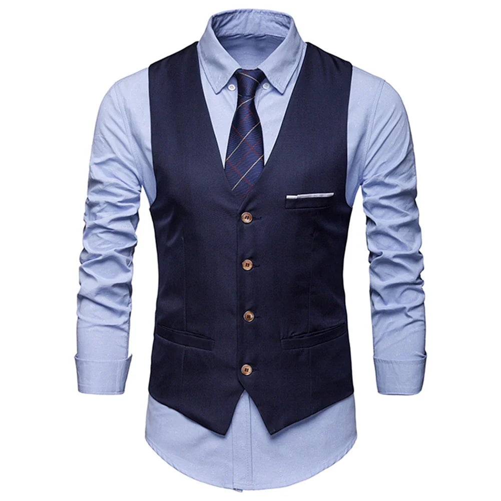 Men’s Cotton Waistcoat – Sleeveless Business Vest