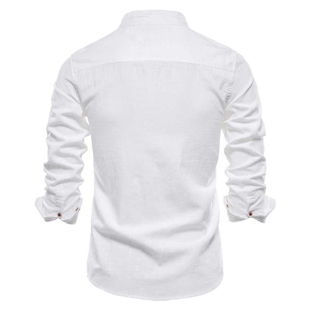 Men’s Long Sleeve Button-Up Shirt – Smart Summer Fit