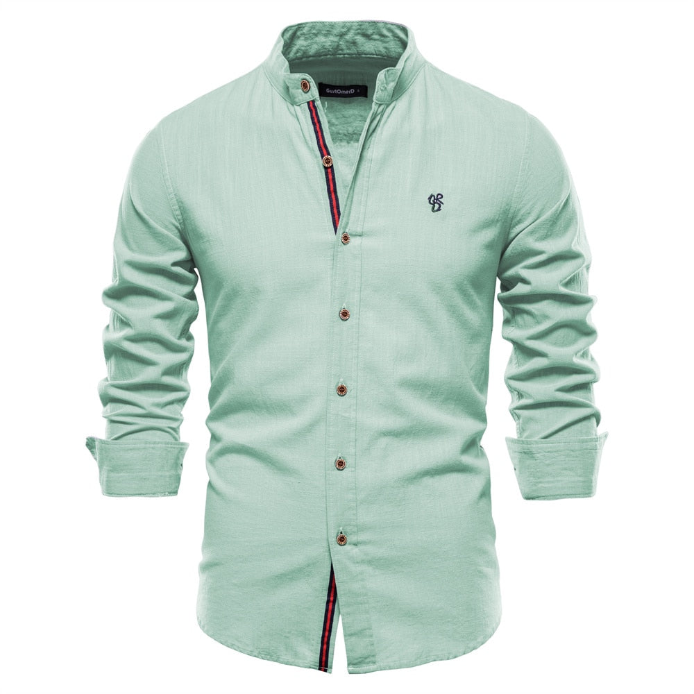 Men’s Long Sleeve Button-Up Shirt – Smart Summer Fit