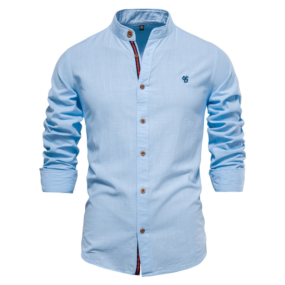 Men’s Long Sleeve Button-Up Shirt – Smart Summer Fit