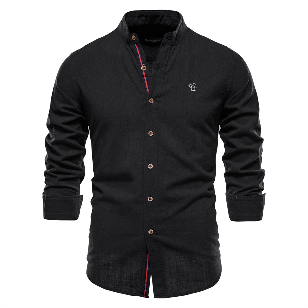 Men’s Long Sleeve Button-Up Shirt – Smart Summer Fit
