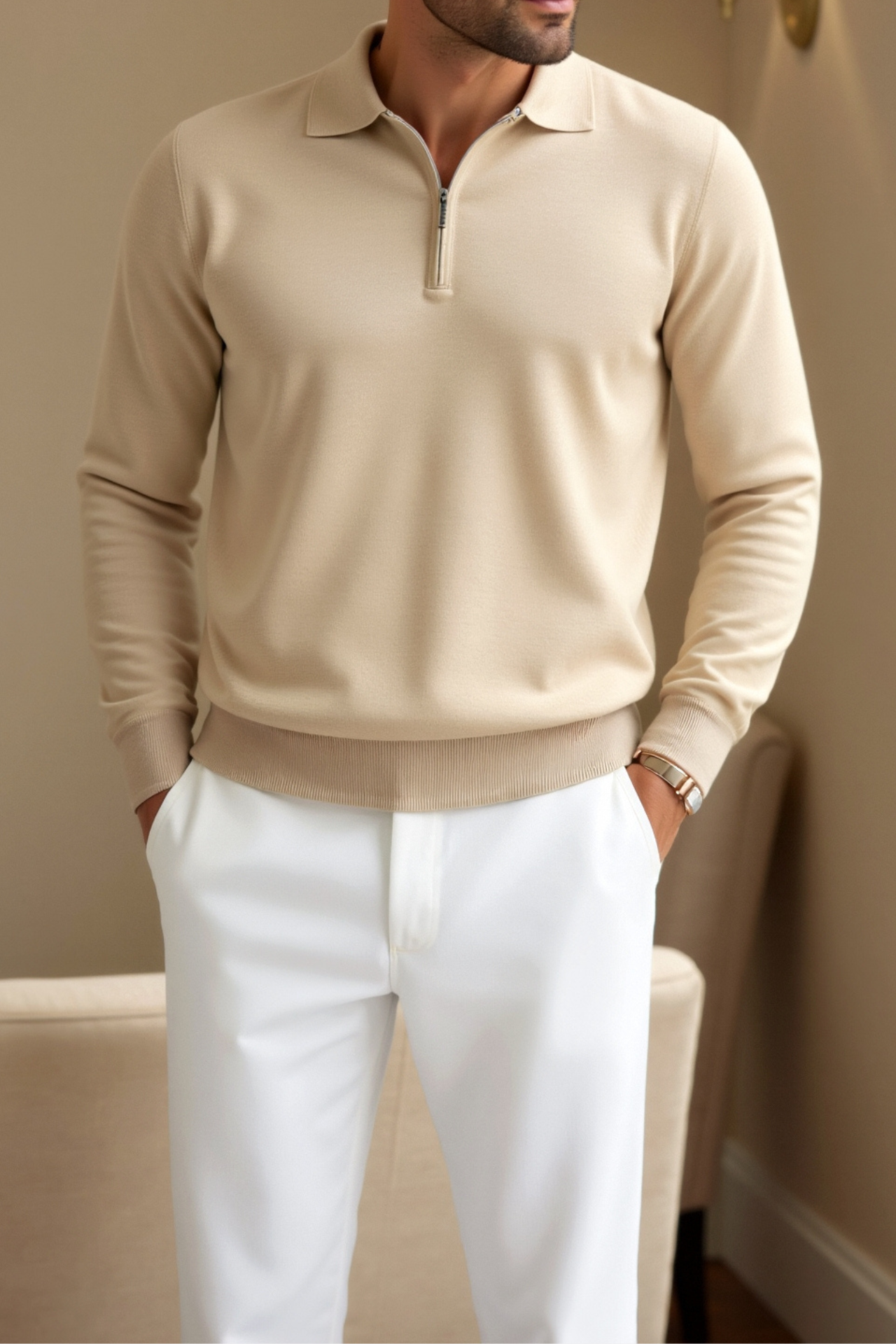 Smart Long Sleeve Zipper Polo T-shirt-Cole Clothing-Cole Clothing