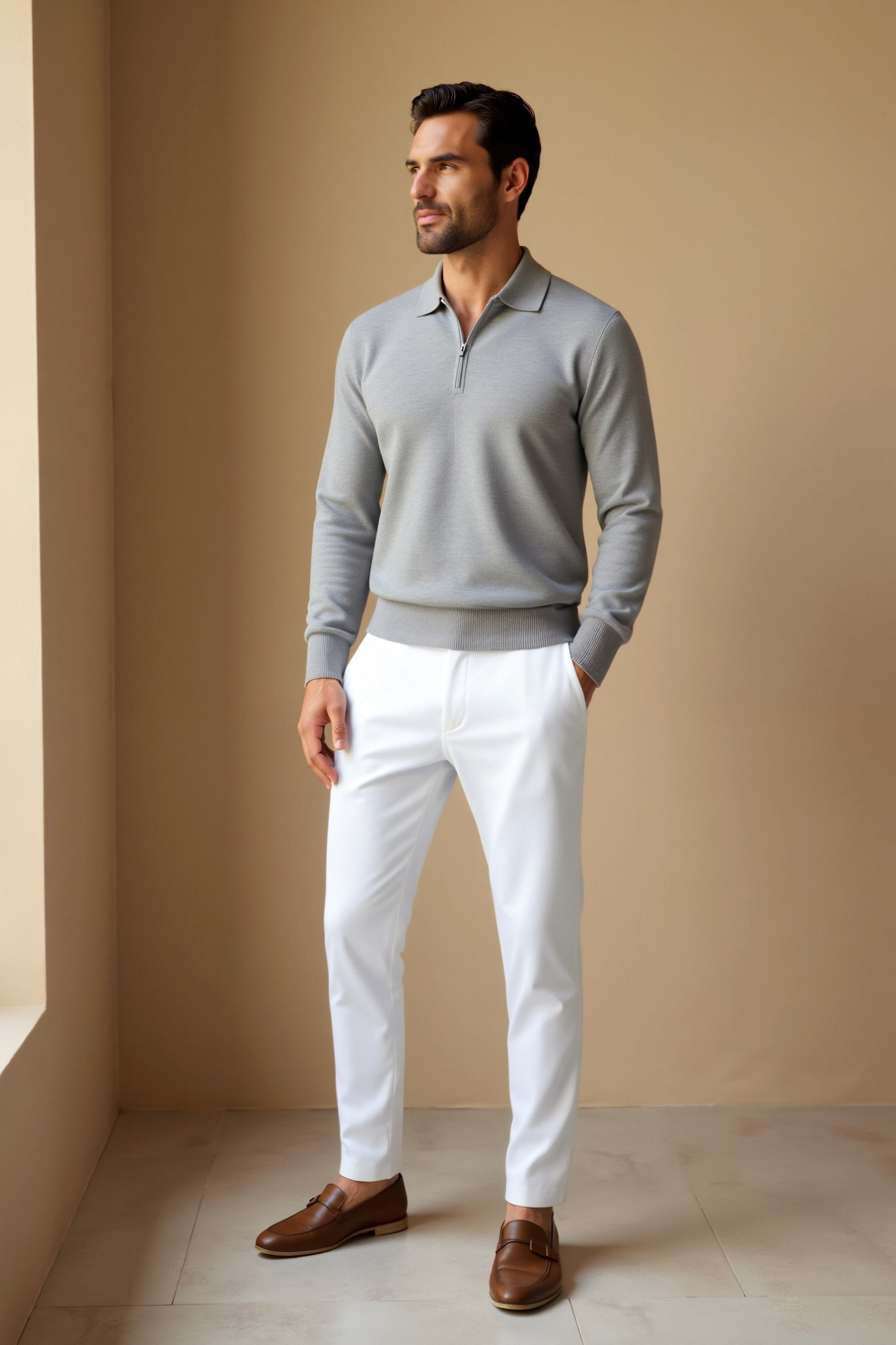 Smart Long Sleeve Zipper Polo T-shirt-Cole Clothing-Cole Clothing