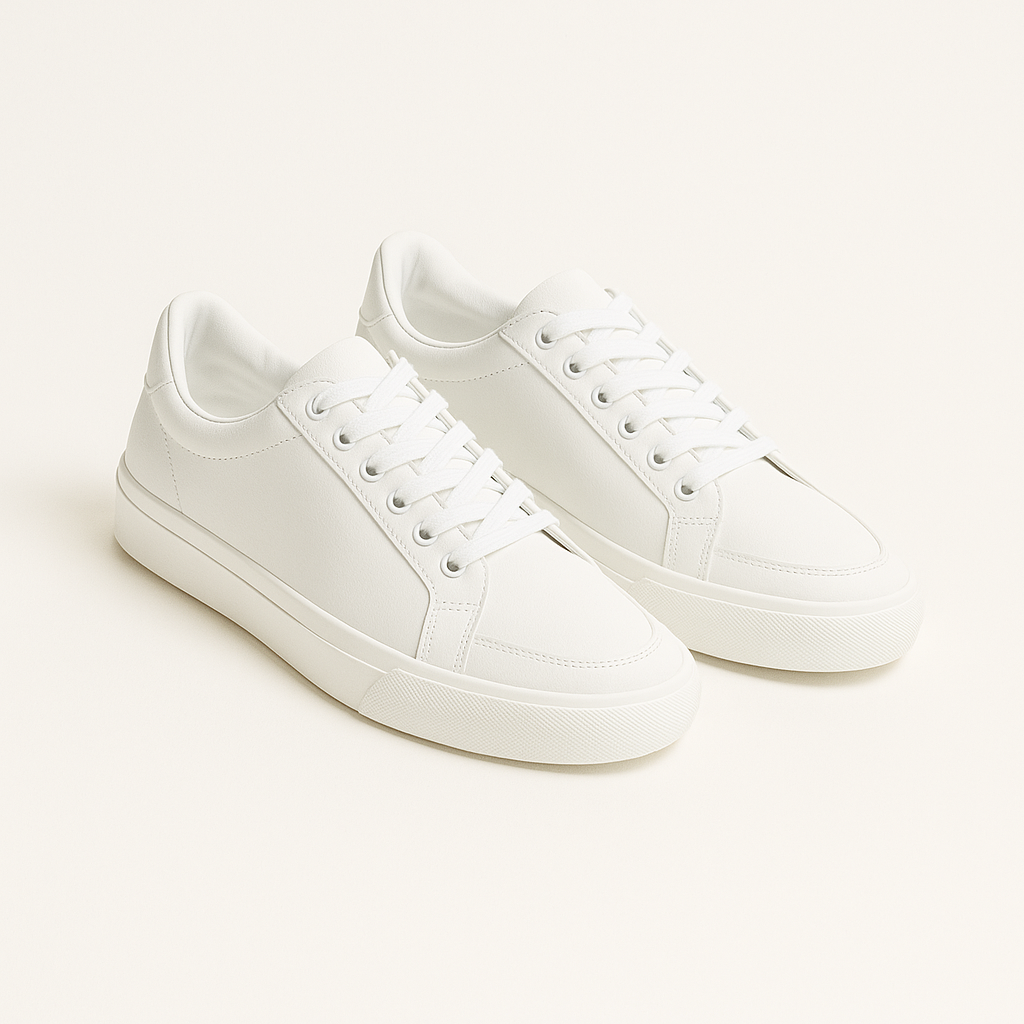 Men’s Minimalist White Leather Sneakers – Classic Low-Top Trainers for Smart Casual Wear-Cole Clothing-White-39-Cole Clothing
