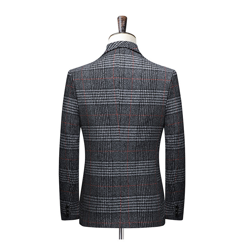 Men’s Plaid Business Blazer – Slim Tailored Suit Jacket