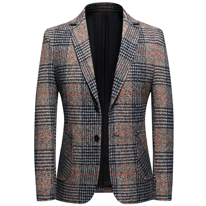 Men’s Plaid Business Blazer – Slim Tailored Suit Jacket