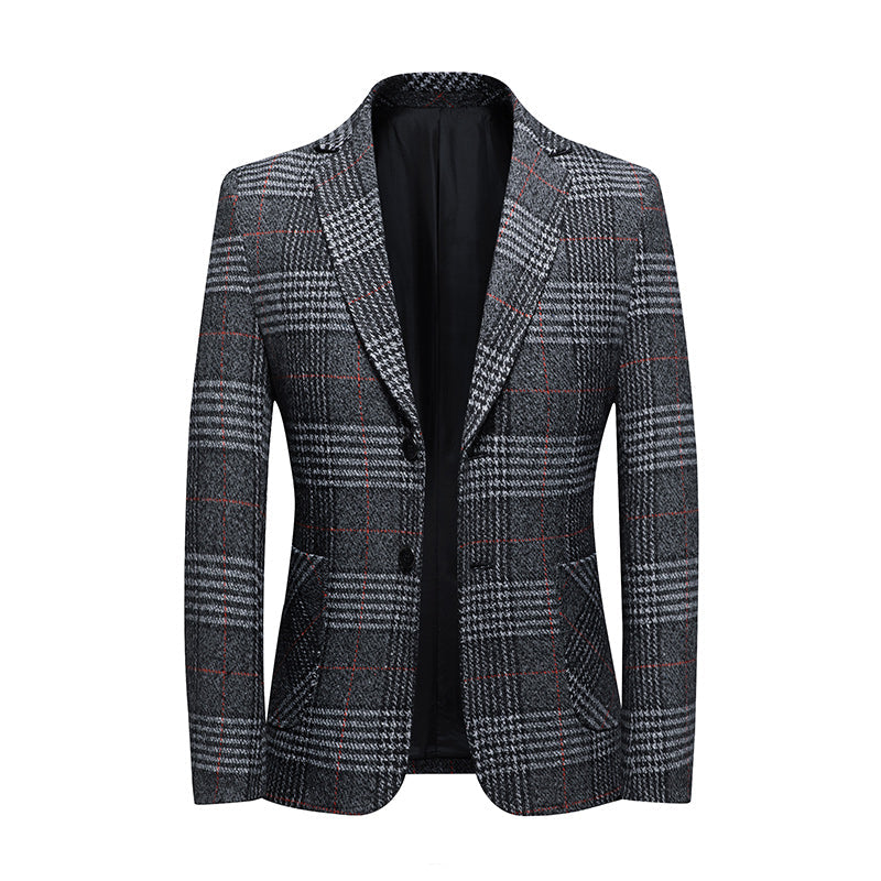 Men’s Plaid Business Blazer – Slim Tailored Suit Jacket