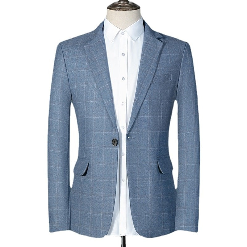Men’s Plaid Business Blazer – Smart Summer Style