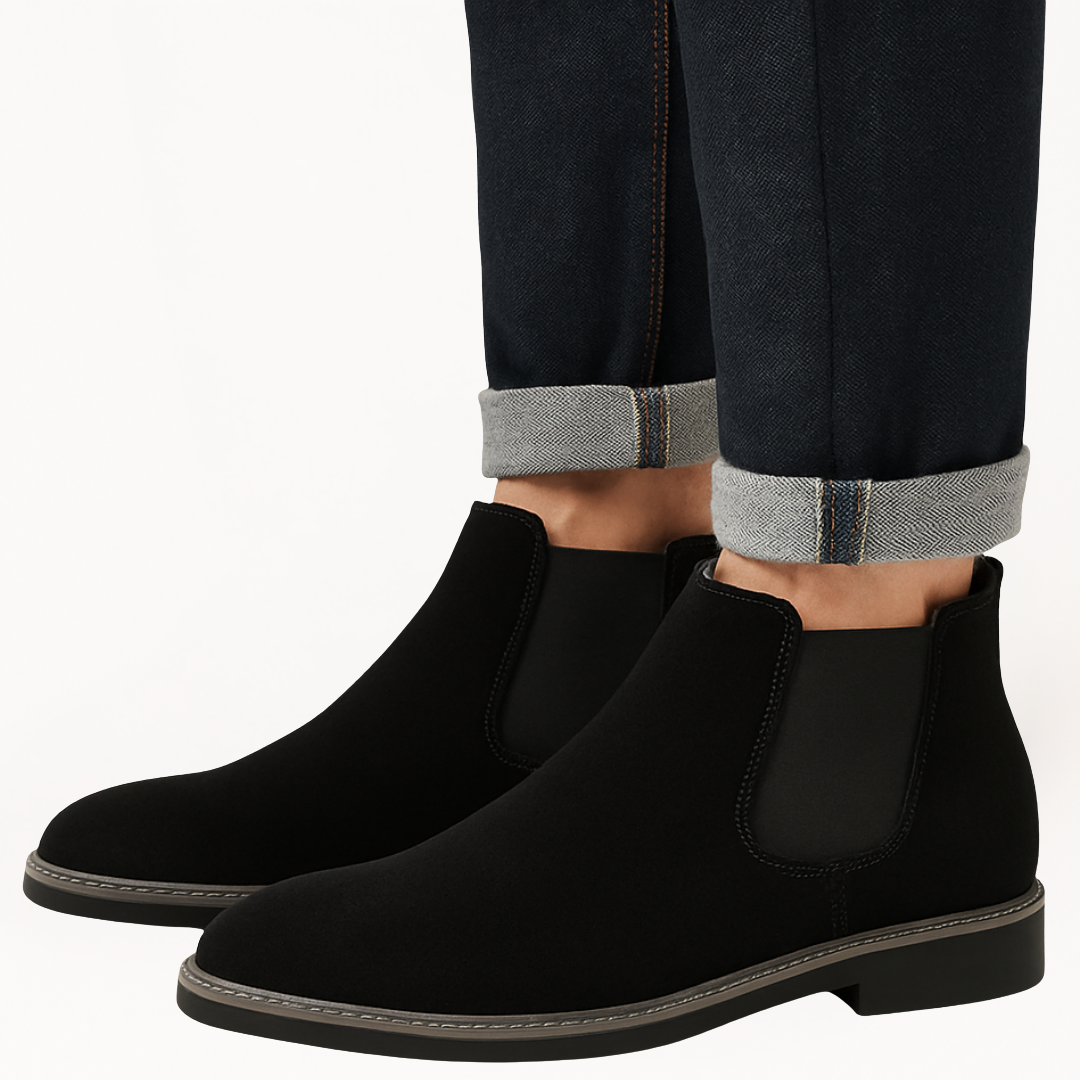 Men’s Pointed Toe Suede Chelsea Boots – Classic Ankle Style
