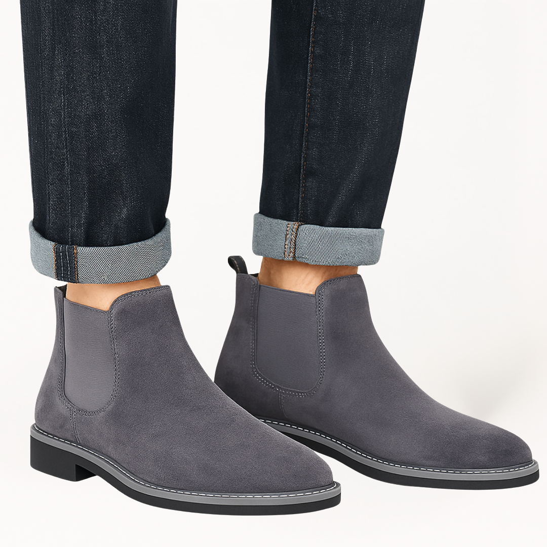 Men’s Pointed Toe Suede Chelsea Boots – Classic Ankle Style