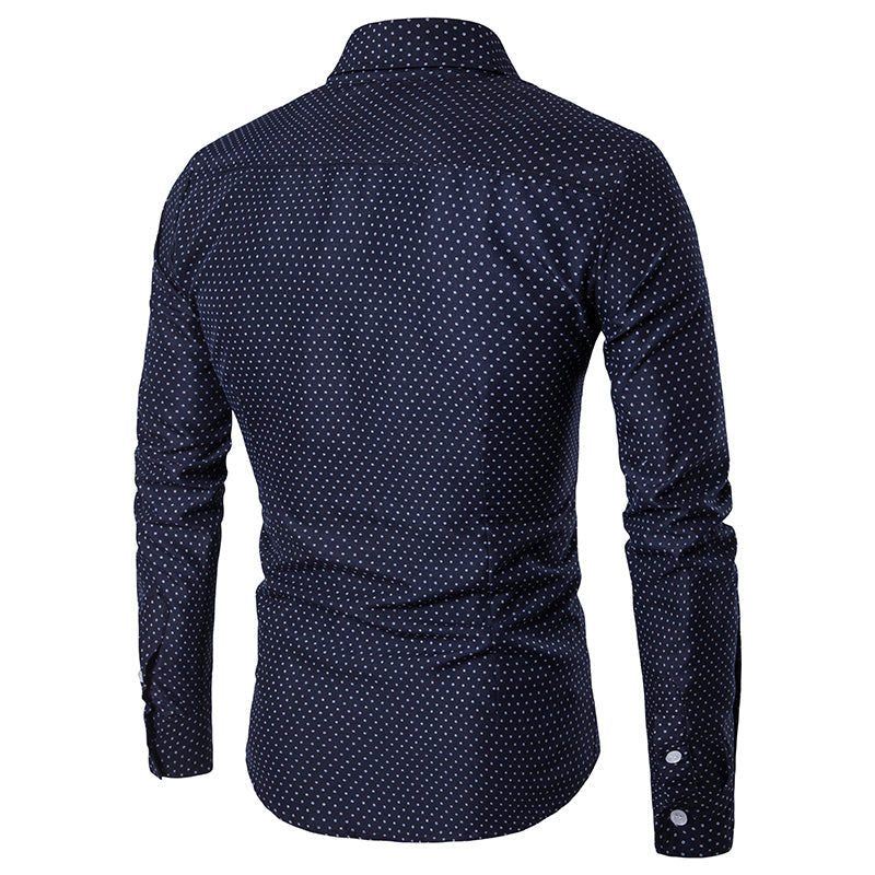 Men’s Polka Dot Long Sleeve Shirt – Smart Office and Casual