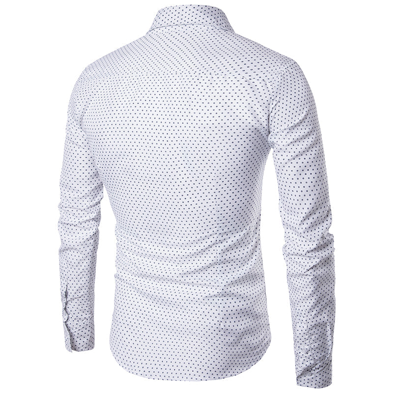 Men’s Polka Dot Long Sleeve Shirt – Smart Office and Casual