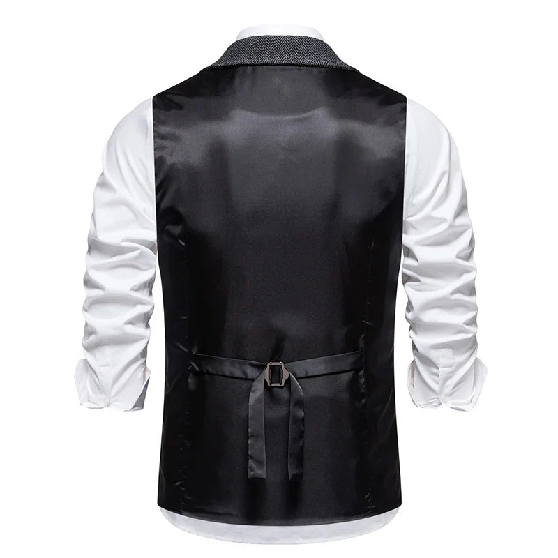 Men’s Retro-Lapel Waistcoat – Sleeveless Smart Vest