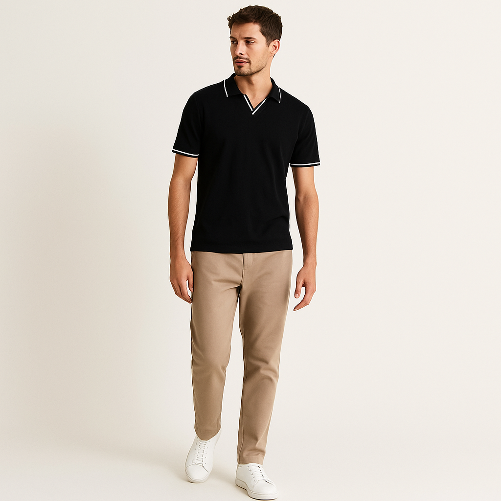 Men's Sleeveless Slim Fit Polo Shirt – Contrast Collar Summer Top-Cole Clothing-Black-XS-Cole Clothing
