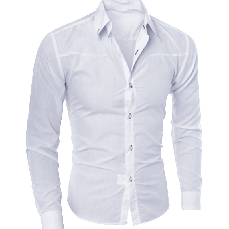 Men’s Solid Cotton Dress Shirt – Long Sleeve Casual and Smart