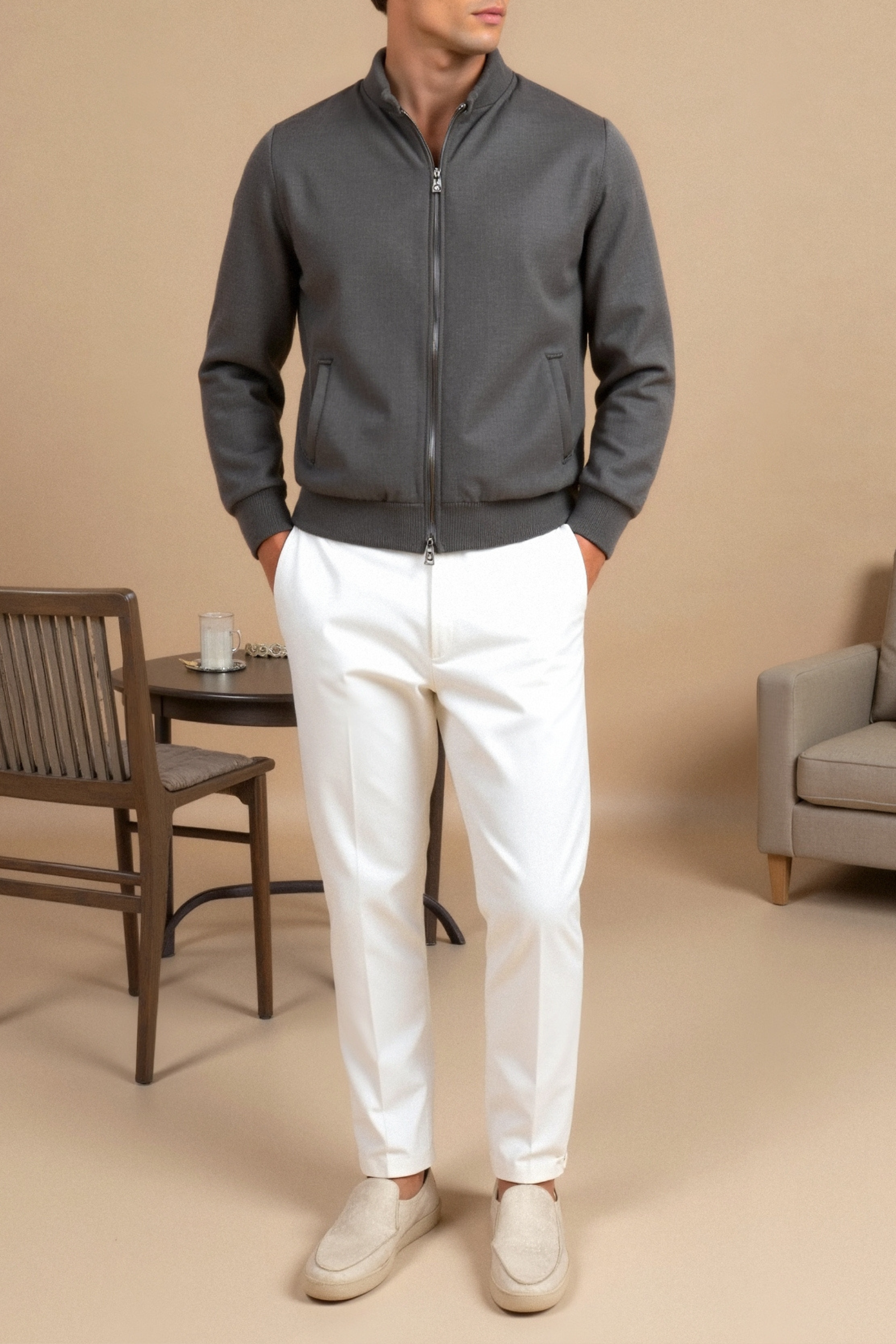 Business Solid Color Stand Collar Jacket-Cole Clothing-Cole Clothing