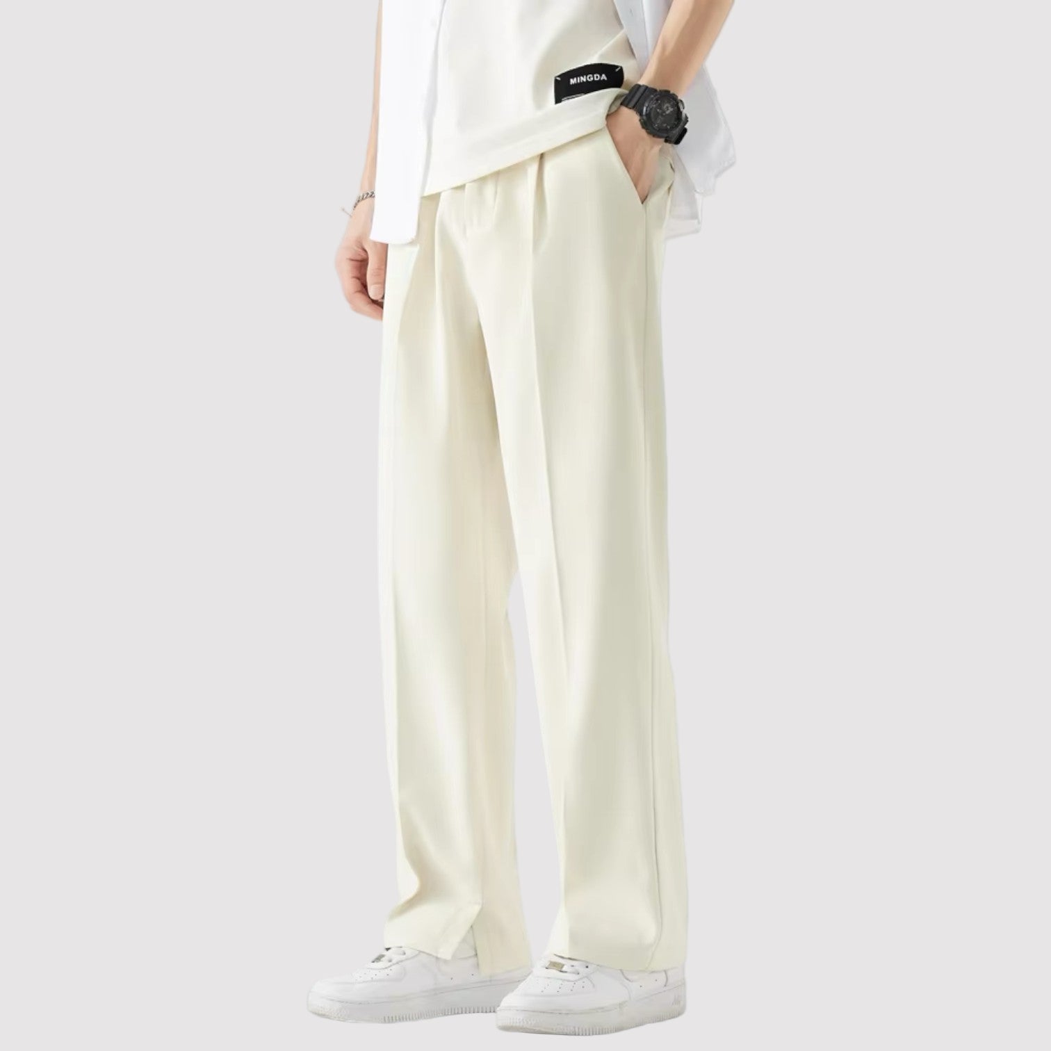 Max | Men's straight wide-leg pants-Cole Clothing-White-S(28-29)-Cole Clothing