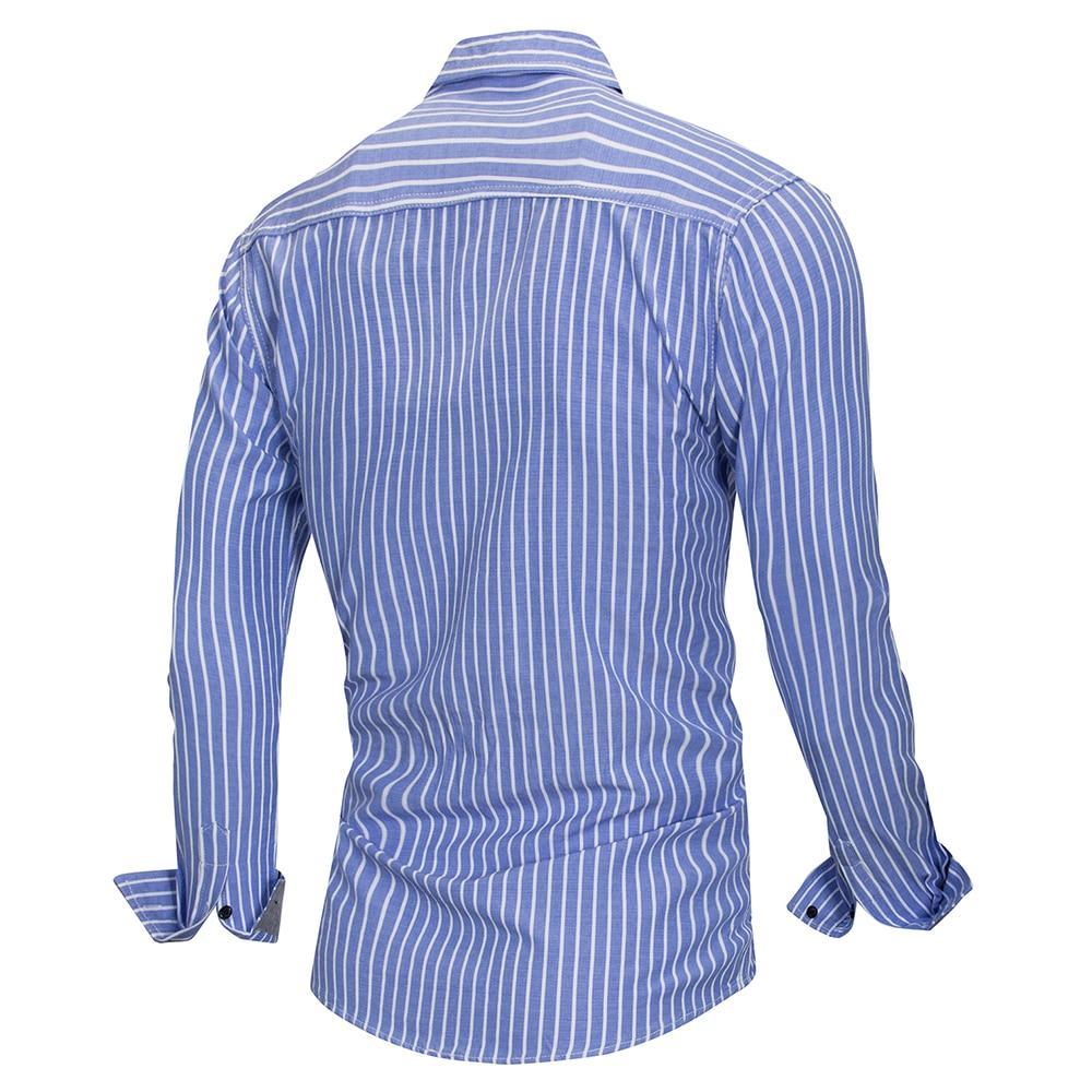 Men’s Stripe Long Sleeve Button-Up Shirt – Work and Casual