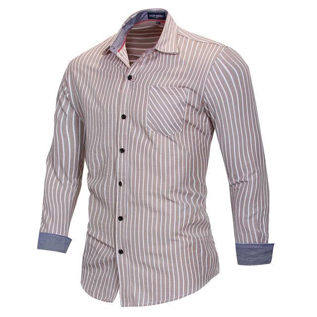 Men’s Stripe Long Sleeve Button-Up Shirt – Work and Casual