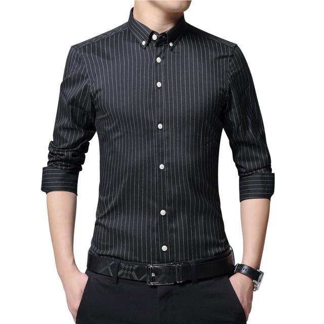 Men’s Striped Dress Shirt – Long Sleeve Smart Office Style