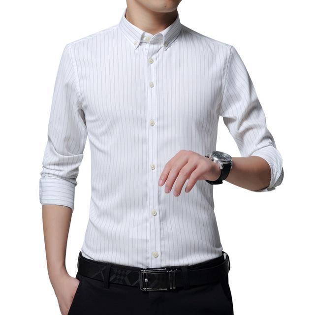 Men’s Striped Dress Shirt – Long Sleeve Smart Office Style