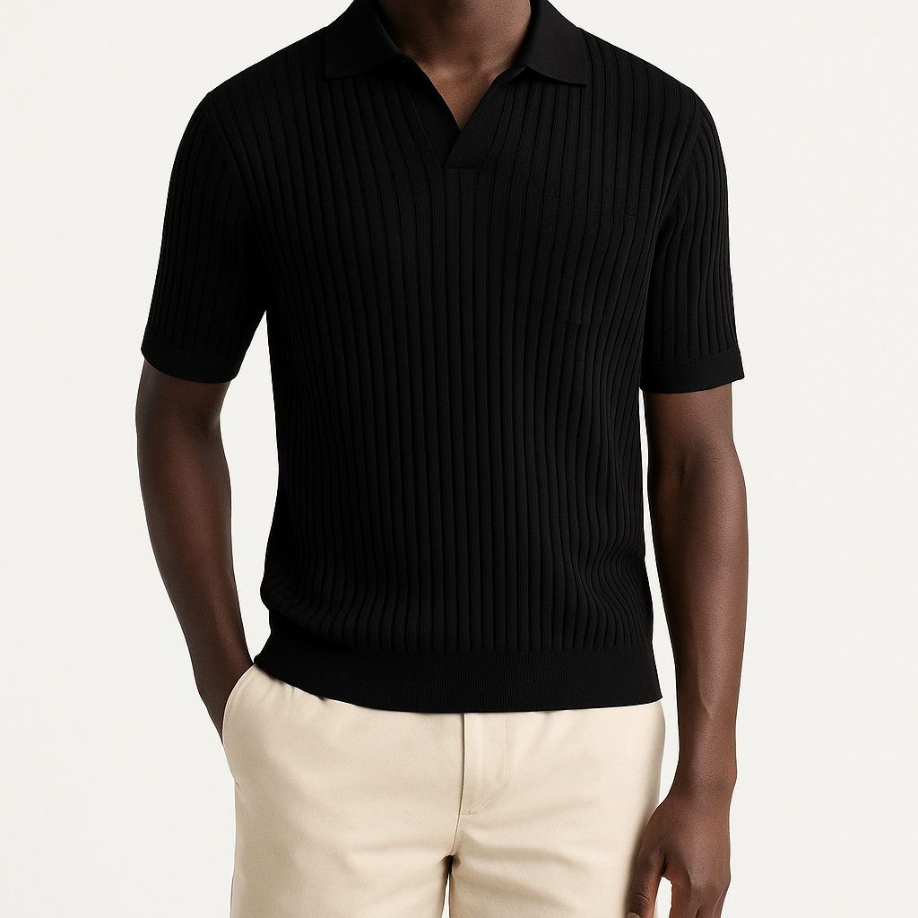 Men's Striped Polo Shirt – Smart Casual Fit-Cole Clothing-Black-S-Cole Clothing