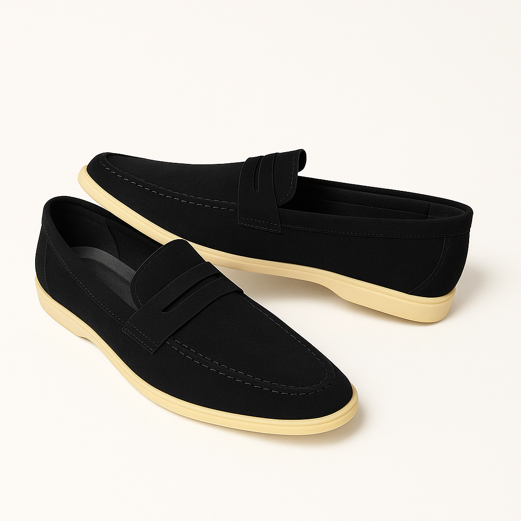 Men's Suede Slip-On Penny Loafers – Smart Casual Summer Shoes-Cole Clothing-Black-39-Cole Clothing
