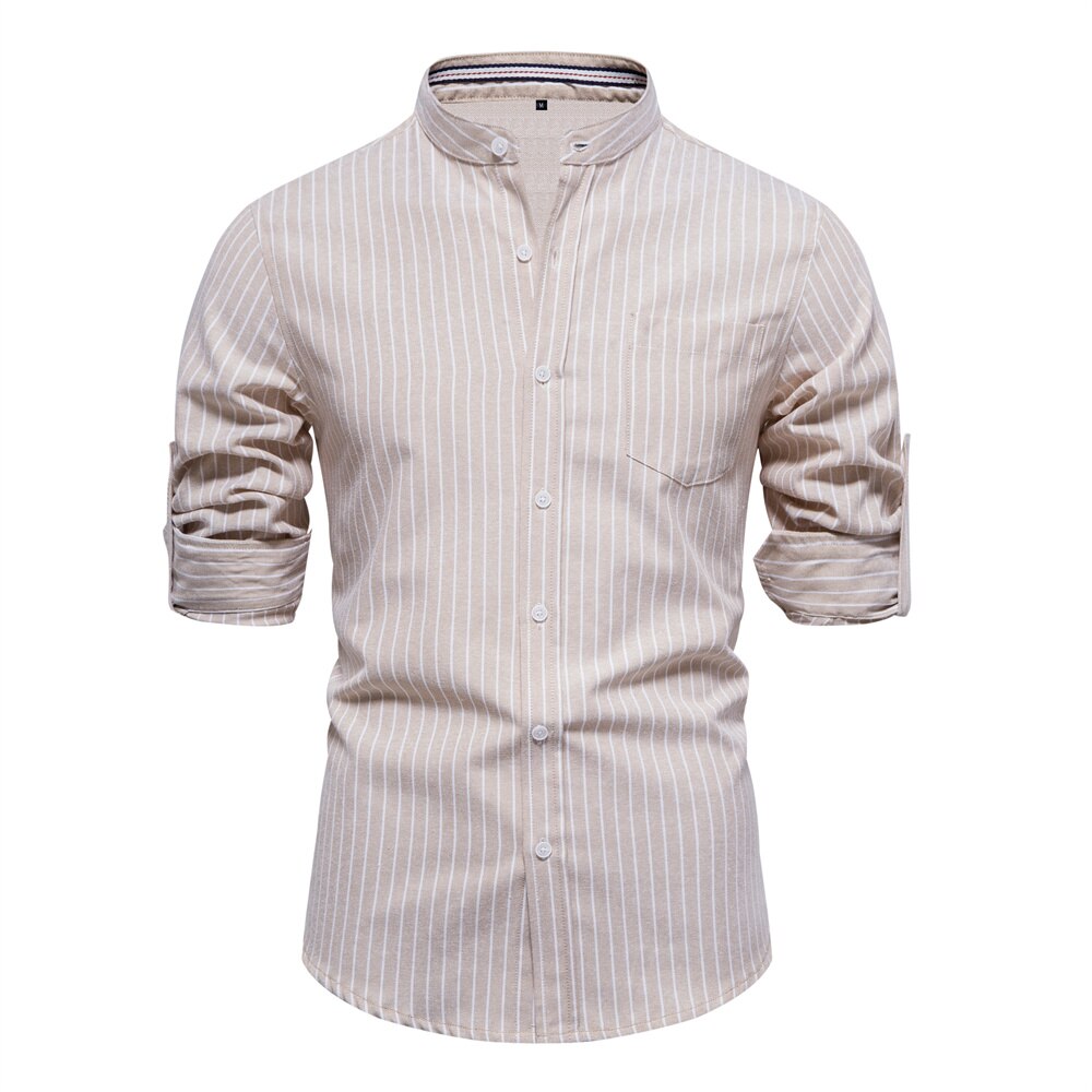 Men’s Twill Stripe Button-Up Shirt – Smart Casual
