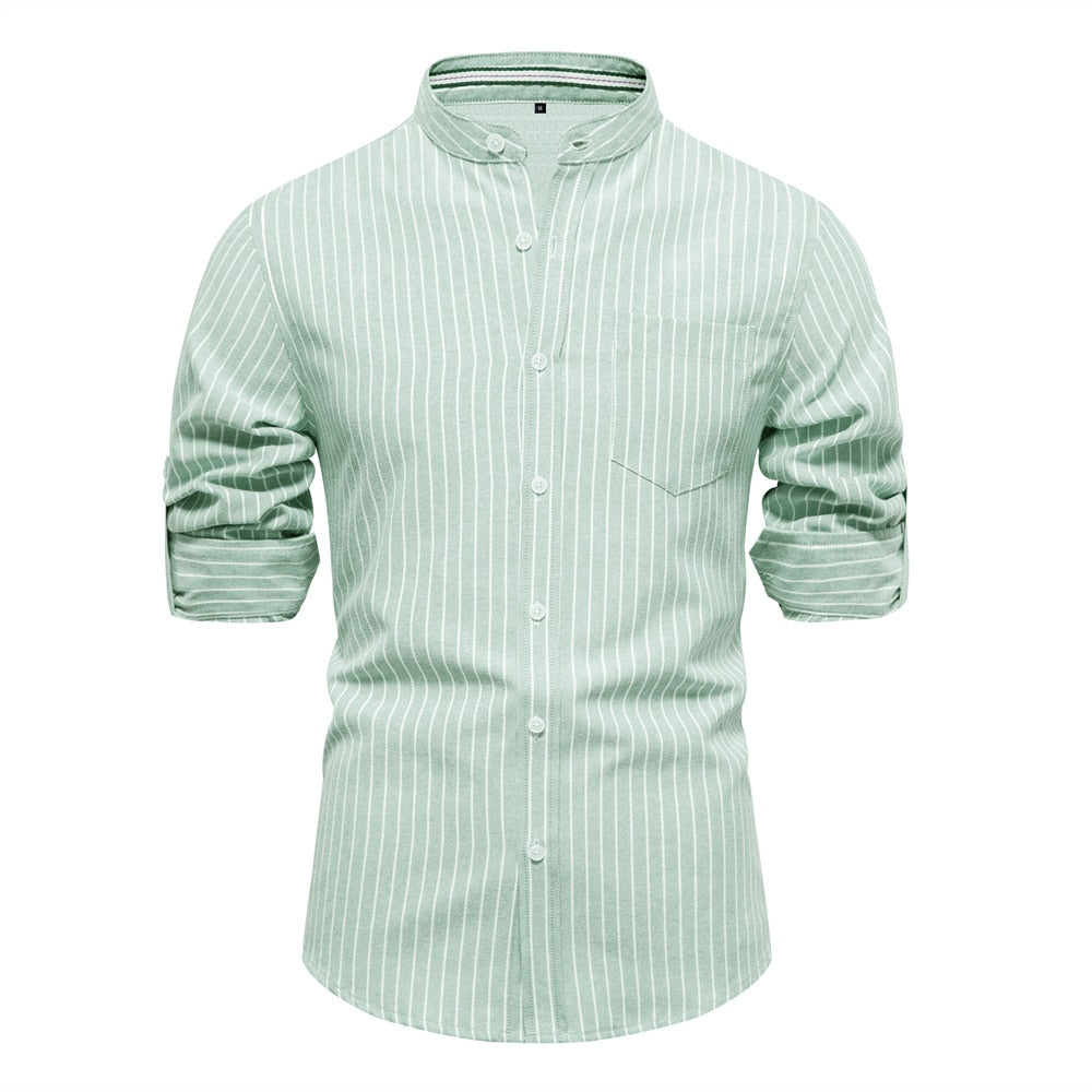 Men’s Twill Stripe Button-Up Shirt – Smart Casual
