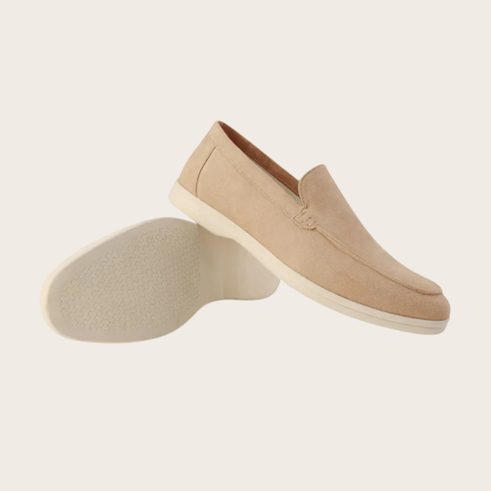 Men's Beige Suede Slip-On Loafers – Smart Casual Summer Shoes