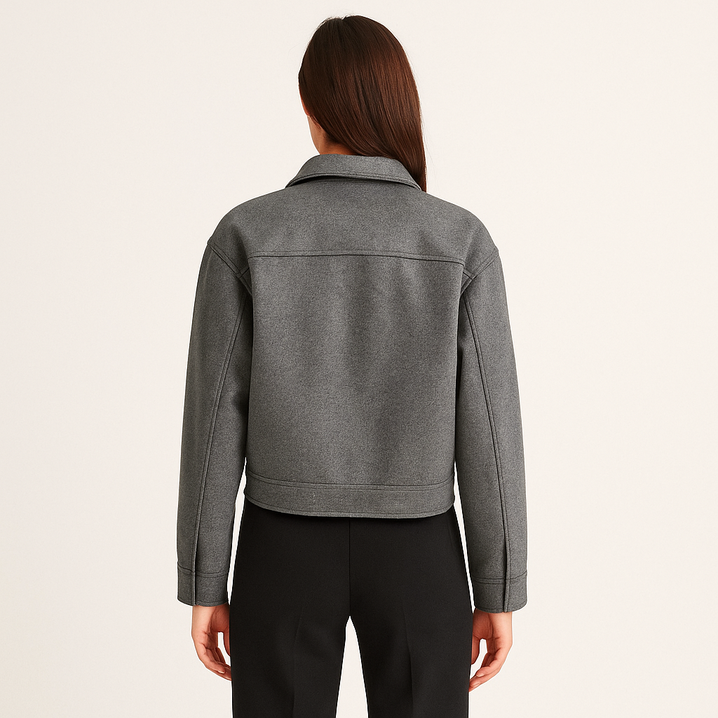 Wool Blend Tweed Zip Jacket for Women – Smart Casual Outerwear-Cole Clothing-Cole Clothing