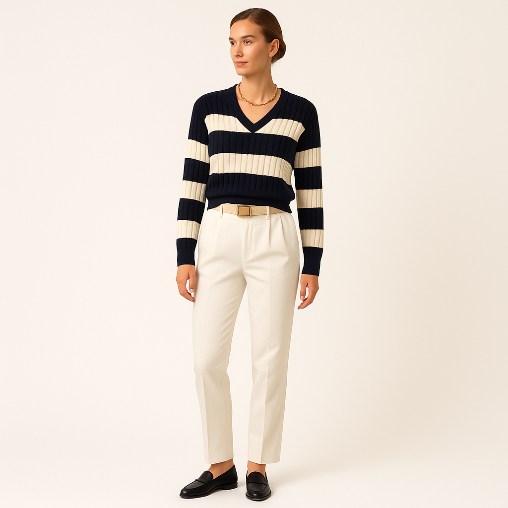 Women's Cable Knit V Neck Colour Block Drop Shoulder Jumper-Cole Clothing